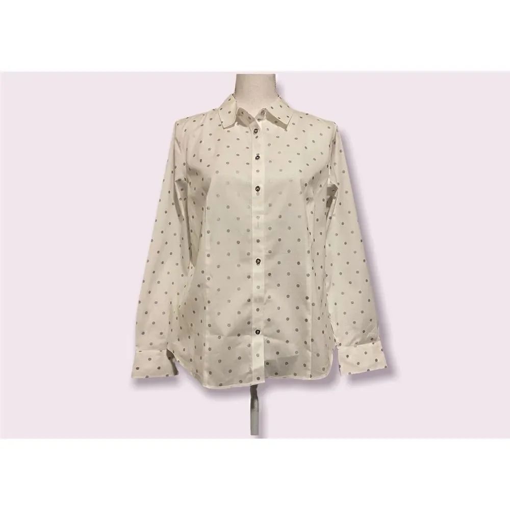 Talbots Polka Dot Button Down Blouse